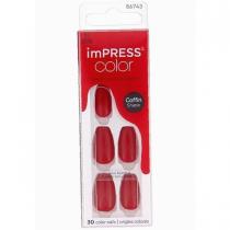 Kiss Impress Color 30Pc Coffin Shape   (False Nails) Per Donna  512 All Black