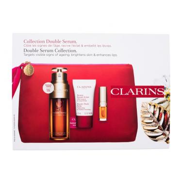 Clarins Double Serum Collection 50Ml Double Serum 50 Ml + Beauty Flash Balm 15 Ml + Lip Comfort Oil 1,4 Ml 01 Honey + Cosmetic Bag Per Donna  Lip Oil(Skin Serum)  