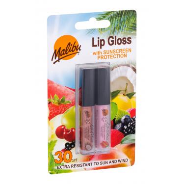 Malibu Lip Gloss  Lip Gloss 1,5 Ml Coconut + Lip Gloss 1,5 Ml Strawberry 1,5Ml   Spf30 Per Donna (Lucidalabbra)