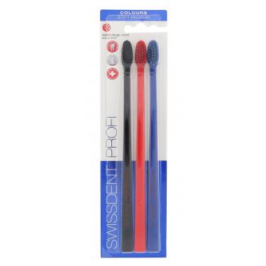 Swissdent Profi Colours Trio  3Pc Black, Red, Blue  Soft-Medium Unisex (Spazzolino)