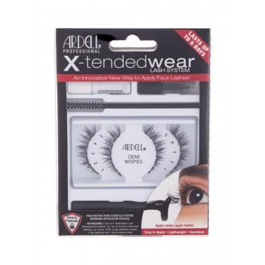 Ardell X-Tended Wear Lash System False Lashes X-Tended Demi Wispies 1 Pair + X-Tended Glue Wear 1 G + Applicator 1 Pc + Remover 1 Pc + Eyelash Brush 1 Pc 1Pc Black  Demi Wispies Per Donna (Ciglia Finte)
