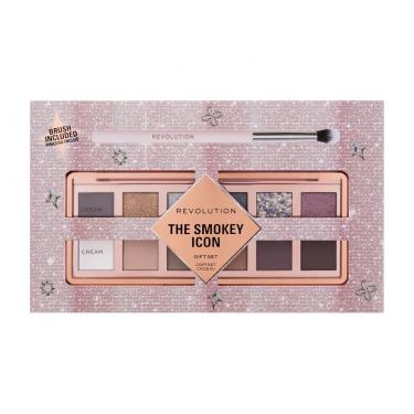 Makeup Revolution London The Smokey Icon   Eyeshadow Palette 8,4 G + Eyeshadow Brush Brush 1C00000101 8,4G W (Eye Shadow) Gift Set